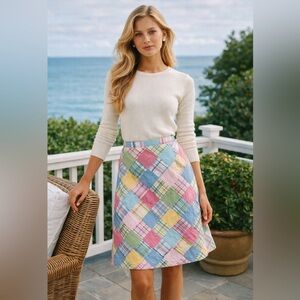 Vintage Patchwork Madras Skirt Brooks Brothers Size 12 lined